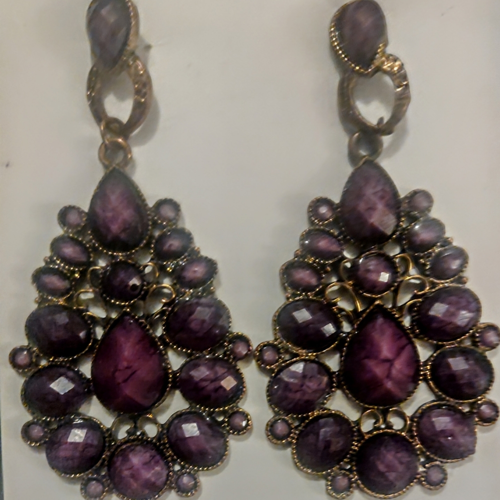 Elegant Purple Drop Earrings